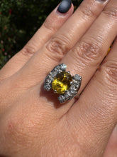 Load image into Gallery viewer, Yellow Sapphire and Diamond Ring in Platinum