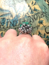 Load image into Gallery viewer, Emerald and Diamond Ring Set in 18ct White Gold