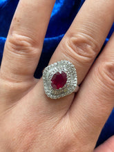 Load image into Gallery viewer, Ruby and Diamond Ring Set in 18ct White Gold