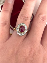 Load image into Gallery viewer, Cabochon Ruby and Diamond Ring Set in 18ct Yellow Gold