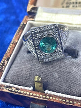 Load image into Gallery viewer, Emerald & Diamond Ring in Platinum