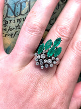 Load image into Gallery viewer, Emerald and Diamond Ring Set in 18ct White Gold