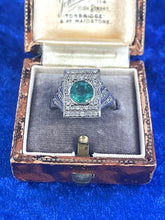 Load image into Gallery viewer, Emerald & Diamond Ring in Platinum