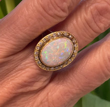 Load image into Gallery viewer, Oval Cut Opal and Diamond Cluster Ring in 18ct Yellow Gold