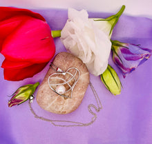 Load image into Gallery viewer, Cultured Pearl and Diamond Heart Pendant in 18ct White Gold with Chain