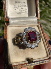 Load image into Gallery viewer, Vintage 18ct Gold Ruby & Diamond Cluster Ring