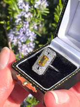 Load image into Gallery viewer, Uplifting Yellow Sapphire & Diamond Art Deco Revival Ring