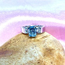 Load image into Gallery viewer, Aquamarine and Diamond Ring in 18ct White Gold