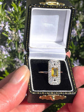 Load image into Gallery viewer, Uplifting Yellow Sapphire & Diamond Art Deco Revival Ring
