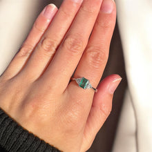 Load image into Gallery viewer, Emerald and Diamond Three Stone Ring