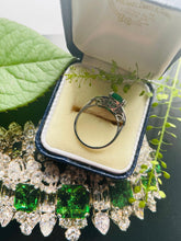 Load image into Gallery viewer, Emerald and Diamond Ring Set in Platinum