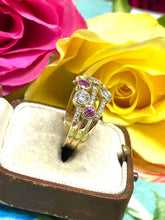 Load image into Gallery viewer, Pink Sapphire and Diamond Bubble Ring Set in 18ct Yellow Gold