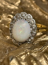 Load image into Gallery viewer, White Opal and Diamond Ring in 18ct Yellow Gold and Platinum