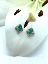 Load image into Gallery viewer, Stunning Emerald Studs Set in 18ct White Gold