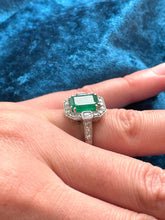 Load image into Gallery viewer, Art Deco Style Emerald and Diamond Ring Set in Platinum