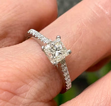 Load image into Gallery viewer, Square Cut Solitaire Diamond Ring in Platinum