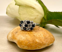 Load image into Gallery viewer, 1960s Blue Sapphire and Diamond Ring in 18ct White Gold