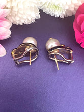 Load image into Gallery viewer, Cultured Pearl and Diamond Earrings Set in 18ct Yellow Gold