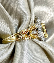 Load image into Gallery viewer, Certified Ruby and Diamond Cluster Ring Set in 18ct Yellow Gold