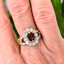Load image into Gallery viewer, Certified Ruby and Diamond Cluster Ring Set in 18ct Yellow Gold