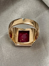 Load image into Gallery viewer, Red Engraved Plaque Ring in 18ct Rose Gold