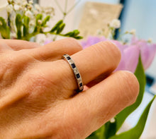 Load image into Gallery viewer, Full Eternity Ring with Blue Sapphires and Diamonds in Platinum