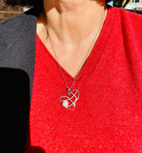 Load image into Gallery viewer, Cultured Pearl and Diamond Heart Pendant in 18ct White Gold with Chain