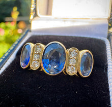 Load image into Gallery viewer, Ceylon Sapphire Trilogy Ring