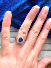 Load image into Gallery viewer, Blue Sapphire and Diamond Ring Set in Platinum
