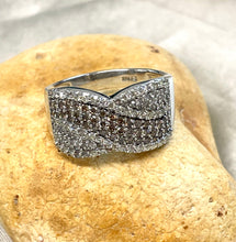 Load image into Gallery viewer, Champagne and White Diamond Ring in 14ct White Gold