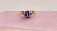 Load image into Gallery viewer, Amethyst and Diamond Ring in 9ct Yellow Gold