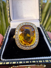 Load image into Gallery viewer, Yellow Sapphire and Diamond Halo Ring