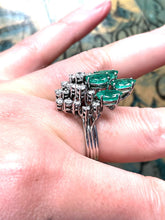 Load image into Gallery viewer, Emerald and Diamond Ring Set in 18ct White Gold