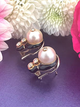 Load image into Gallery viewer, Cultured Pearl and Diamond Earrings Set in 18ct Yellow Gold