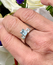 Load image into Gallery viewer, Aquamarine and Diamond Ring in 18ct White Gold