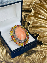 Load image into Gallery viewer, Astonishing Sapphire, Diamond and Coral Ring!