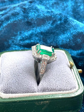 Load image into Gallery viewer, Art Deco Style Emerald and Diamond Ring Set in Platinum