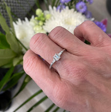 Load image into Gallery viewer, Emerald and Tapered Baguette Cut Diamond Ring in Platinum