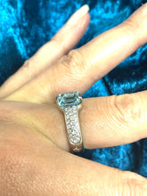 Load image into Gallery viewer, Aquamarine and Diamond Ring Set in 18ct White Gold