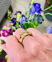Load image into Gallery viewer, Ruby and Diamond Gypsy Ring in 18ct Yellow Gold