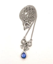 Load image into Gallery viewer, Sapphire and Diamond Fixed Pendant in 18ct White Gold