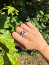 Load image into Gallery viewer, 2.21ct Emerald-Cut Aquamarine & Diamond Platinum Ring