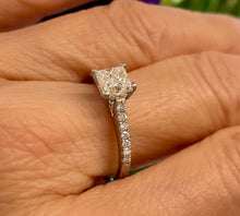 Load image into Gallery viewer, Square Cut Solitaire Diamond Ring in Platinum