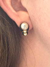 Load image into Gallery viewer, Cultured Pearl and Diamond Earrings Set in 18ct Yellow Gold
