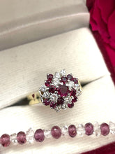 Load image into Gallery viewer, Ruby and Diamond Cluster Ring