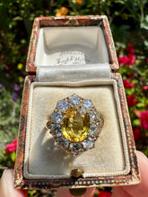 Load image into Gallery viewer, Yellow Sapphire and Diamond Cluster Ring in 18ct Gold