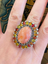 Load image into Gallery viewer, Astonishing Sapphire, Diamond and Coral Ring!