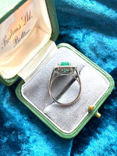 Load image into Gallery viewer, Art Deco Style Emerald and Diamond Ring Set in Platinum