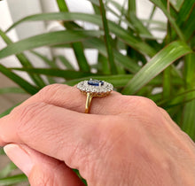 Load image into Gallery viewer, Blue Sapphire and Diamond Cluster Ring in 18ct Yellow Gold and Platinum