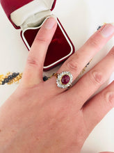 Load image into Gallery viewer, Cabochon Ruby and Diamond Ring Set in 18ct Yellow Gold